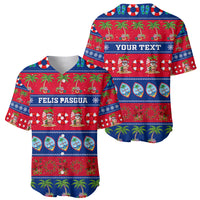 Red and blue festive baseball jersey set: FELIS PASGUA and YOUR TEXT