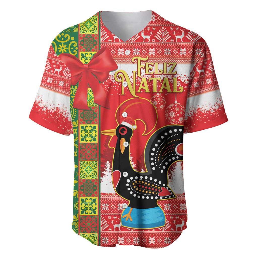 Portugal Christmas Baseball Jersey Barcelos Rooster Mix Azulejo Pattern - Feliz Natal - Wonder Print Shop