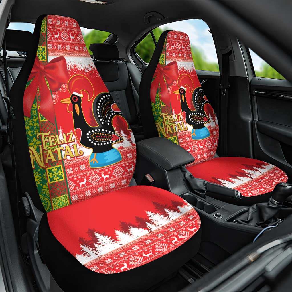 Portugal Christmas Car Seat Cover Barcelos Rooster Mix Azulejo Pattern - Feliz Natal - Wonder Print Shop