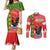 Portugal Christmas Couples Matching Mermaid Dress and Long Sleeve Button Shirt Barcelos Rooster Mix Azulejo Pattern - Feliz Natal