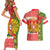 Portugal Christmas Couples Matching Short Sleeve Bodycon Dress and Hawaiian Shirt Barcelos Rooster Mix Azulejo Pattern - Feliz Natal - Wonder Print Shop