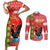 Portugal Christmas Couples Matching Short Sleeve Bodycon Dress and Long Sleeve Button Shirt Barcelos Rooster Mix Azulejo Pattern - Feliz Natal - Wonder Print Shop