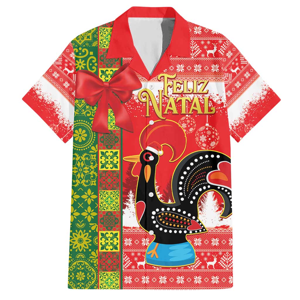 Portugal Christmas Hawaiian Shirt Barcelos Rooster Mix Azulejo Pattern - Feliz Natal - Wonder Print Shop