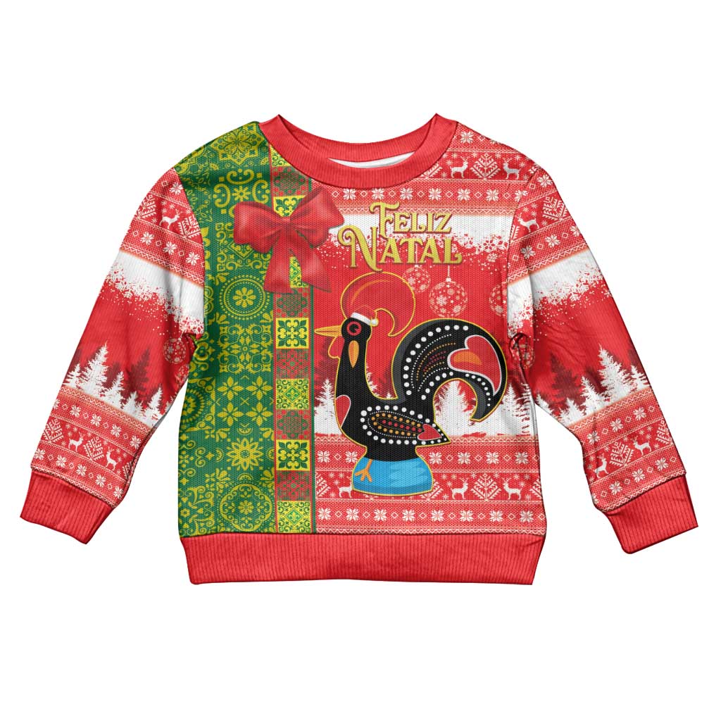 Portugal Christmas Kid Ugly Christmas Sweater Barcelos Rooster Mix Azulejo Pattern - Feliz Natal - Wonder Print Shop