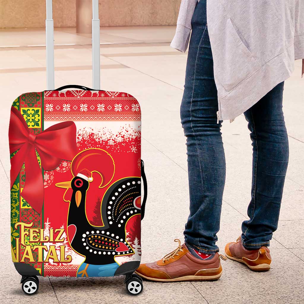 Portugal Christmas Luggage Cover Barcelos Rooster Mix Azulejo Pattern - Feliz Natal - Wonder Print Shop