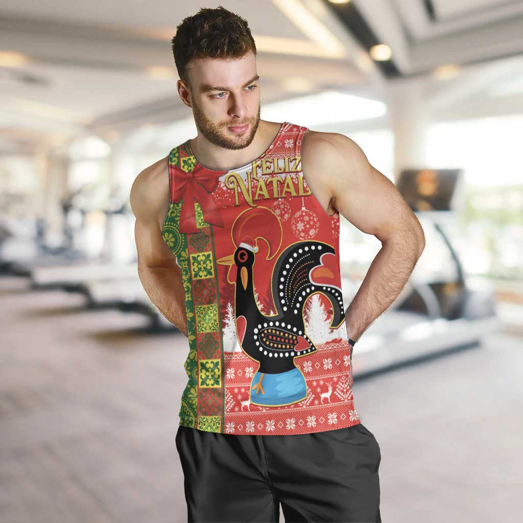 Portugal Christmas Men Tank Top Barcelos Rooster Mix Azulejo Pattern - Feliz Natal - Wonder Print Shop