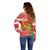 Portugal Christmas Off Shoulder Sweater Barcelos Rooster Mix Azulejo Pattern - Feliz Natal - Wonder Print Shop