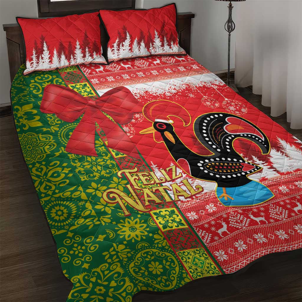 Portugal Christmas Quilt Bed Set Barcelos Rooster Mix Azulejo Pattern - Feliz Natal - Wonder Print Shop