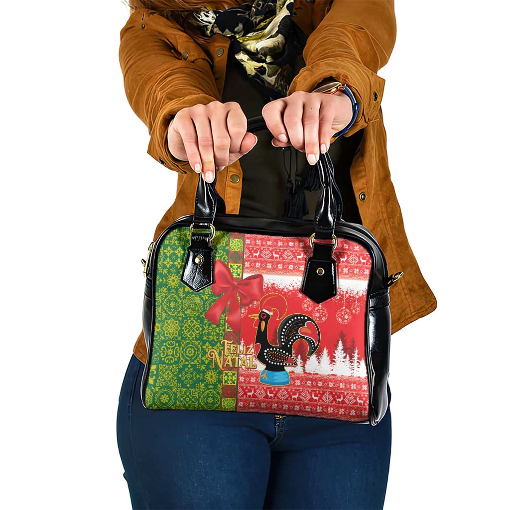 Portugal Christmas Shoulder Handbag Barcelos Rooster Mix Azulejo Pattern - Feliz Natal