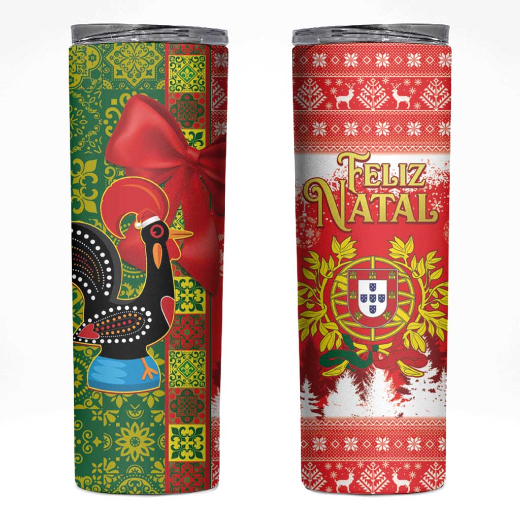 Portugal Christmas Skinny Tumbler Barcelos Rooster Mix Azulejo Pattern - Feliz Natal - Wonder Print Shop