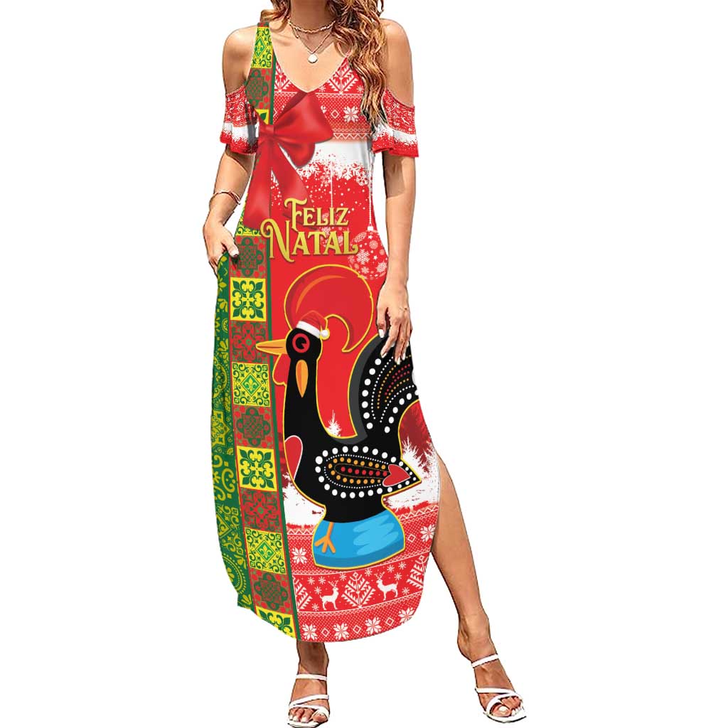 Portugal Christmas Summer Maxi Dress Barcelos Rooster Mix Azulejo Pattern - Feliz Natal - Wonder Print Shop