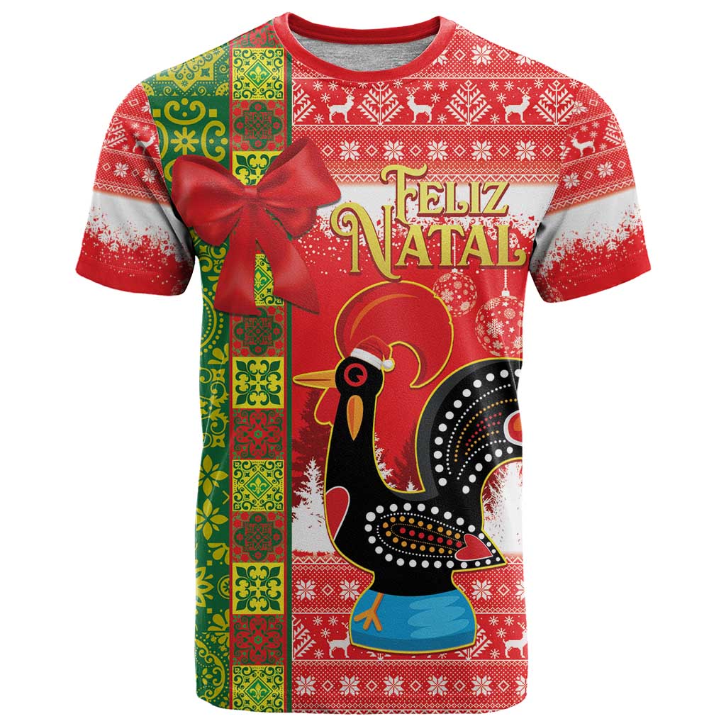 Portugal Christmas T Shirt Barcelos Rooster Mix Azulejo Pattern - Feliz Natal - Wonder Print Shop