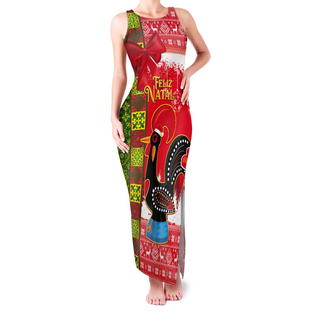 Portugal Christmas Tank Maxi Dress Barcelos Rooster Mix Azulejo Pattern - Feliz Natal - Wonder Print Shop