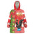 Portugal Christmas Wearable Blanket Hoodie Barcelos Rooster Mix Azulejo Pattern - Feliz Natal