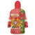 Portugal Christmas Wearable Blanket Hoodie Barcelos Rooster Mix Azulejo Pattern - Feliz Natal