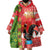 Portugal Christmas Wearable Blanket Hoodie Barcelos Rooster Mix Azulejo Pattern - Feliz Natal