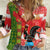 Portugal Christmas Women Casual Shirt Barcelos Rooster Mix Azulejo Pattern - Feliz Natal