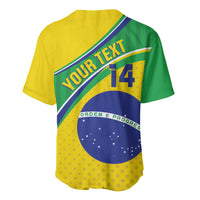 Back view Brazil football jersey, yellow-green with YOUR TEXT and 14