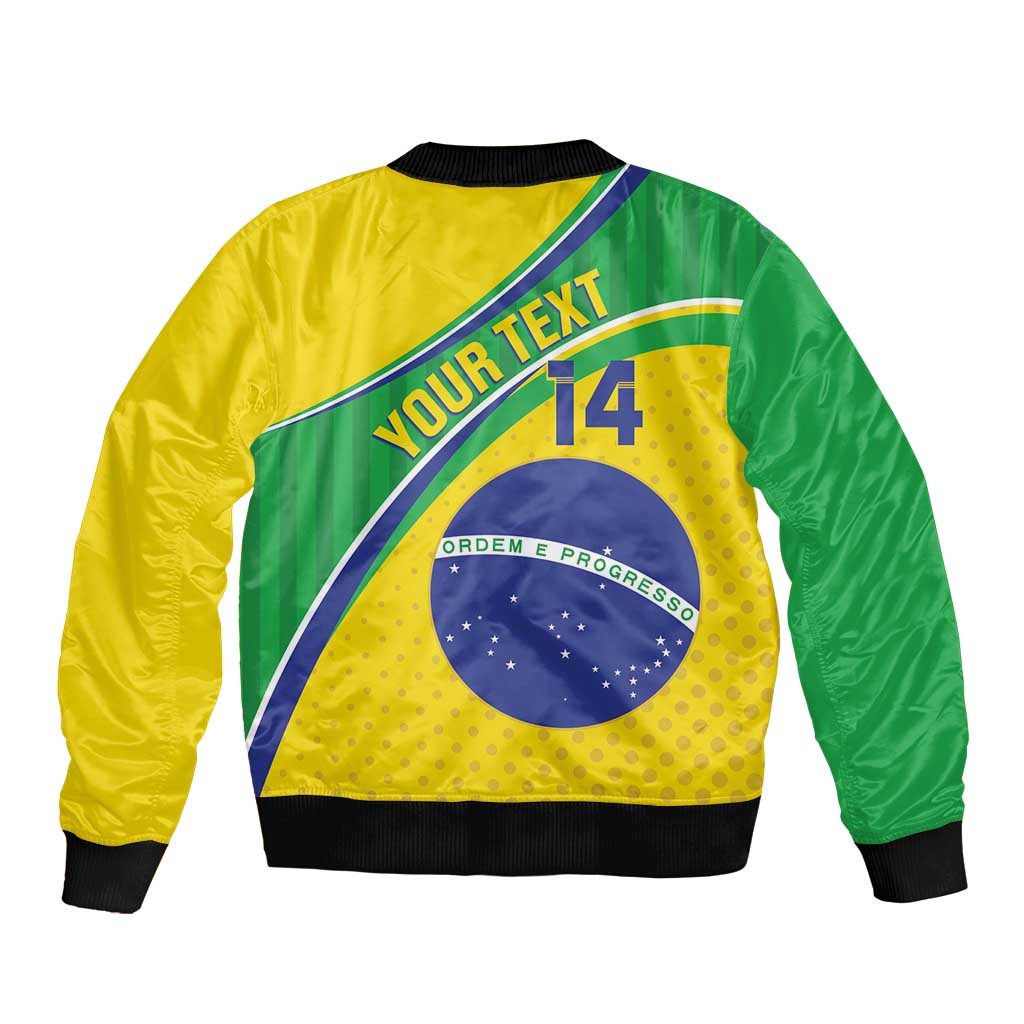 Custom Brazil Football Bomber Jacket Vamos Canarinho