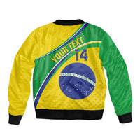 Custom Brazil Football Bomber Jacket Vamos Canarinho