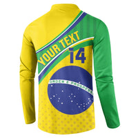Custom Brazil Football Button Sweatshirt Vamos Canarinho