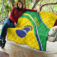 Custom Brazil Football Quilt Vamos Canarinho