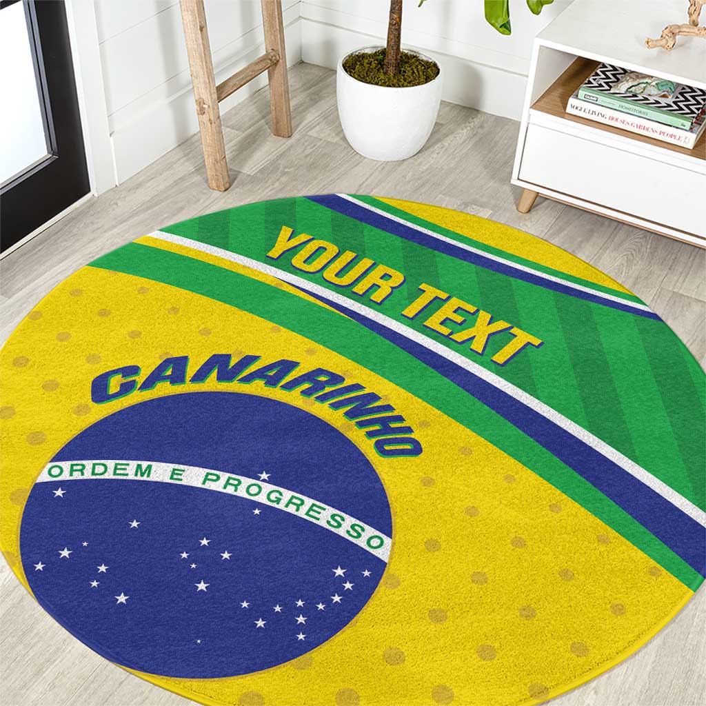 Custom Brazil Football Round Carpet Vamos Canarinho