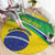 Custom Brazil Football Round Carpet Vamos Canarinho