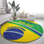 Custom Brazil Football Round Carpet Vamos Canarinho