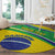 Custom Brazil Football Round Carpet Vamos Canarinho