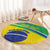 Custom Brazil Football Round Carpet Vamos Canarinho