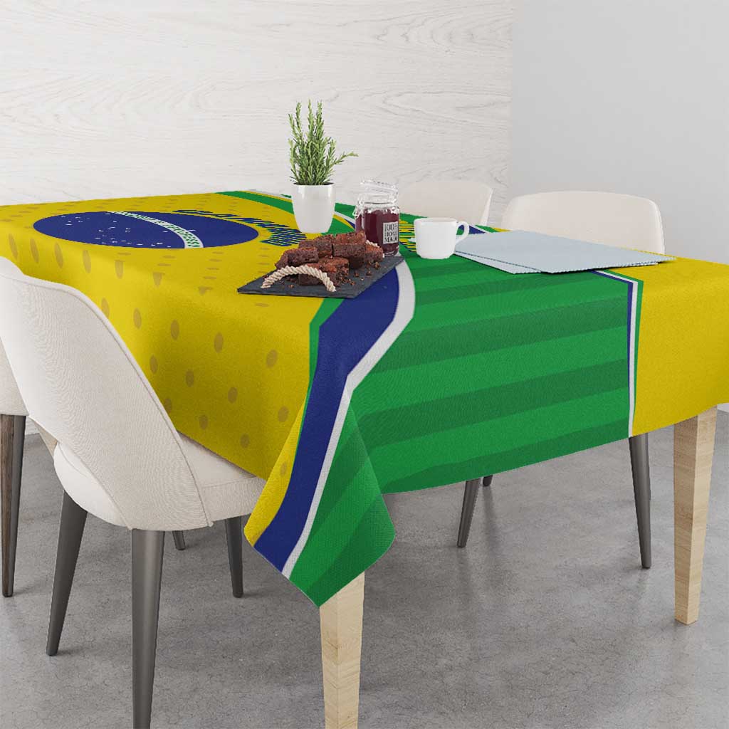 Custom Brazil Football Tablecloth Vamos Canarinho