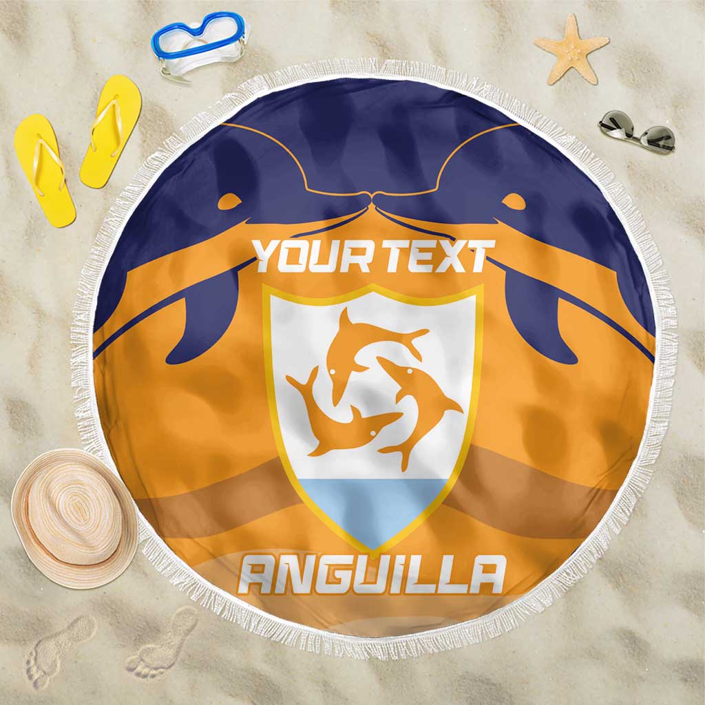 Custom Anguilla Football Beach Blanket Dolphins Coat Of Arms Style