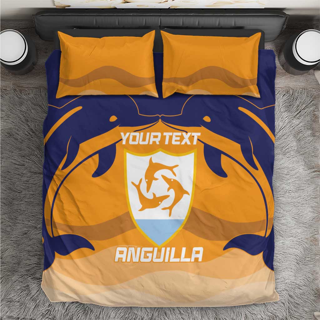 Custom Anguilla Football Bedding Set Dolphins Coat Of Arms Style