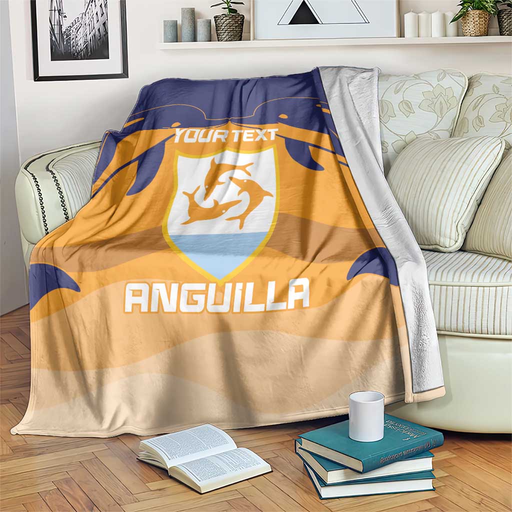 Custom Anguilla Football Blanket Dolphins Coat Of Arms Style