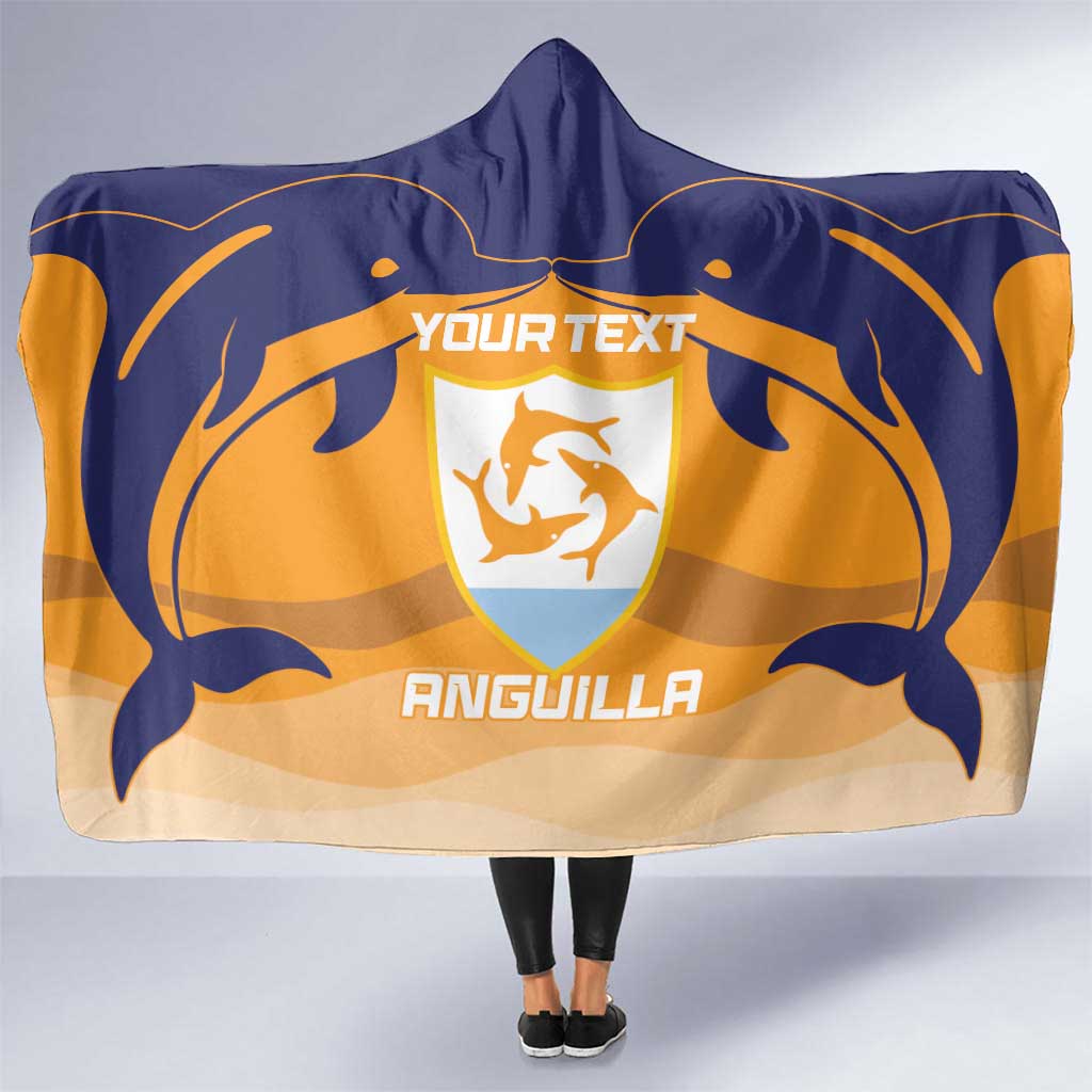 Custom Anguilla Football Hooded Blanket Dolphins Coat Of Arms Style