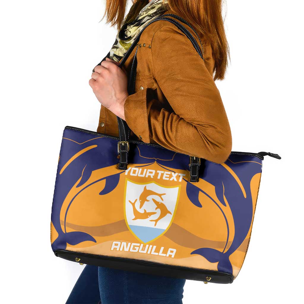 Custom Anguilla Football Leather Tote Bag Dolphins Coat Of Arms Style