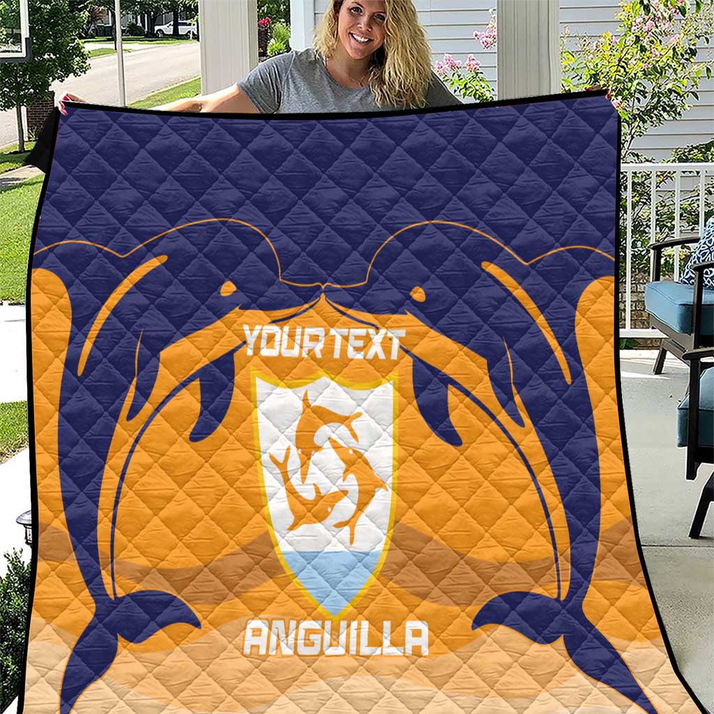 Custom Anguilla Football Quilt Dolphins Coat Of Arms Style