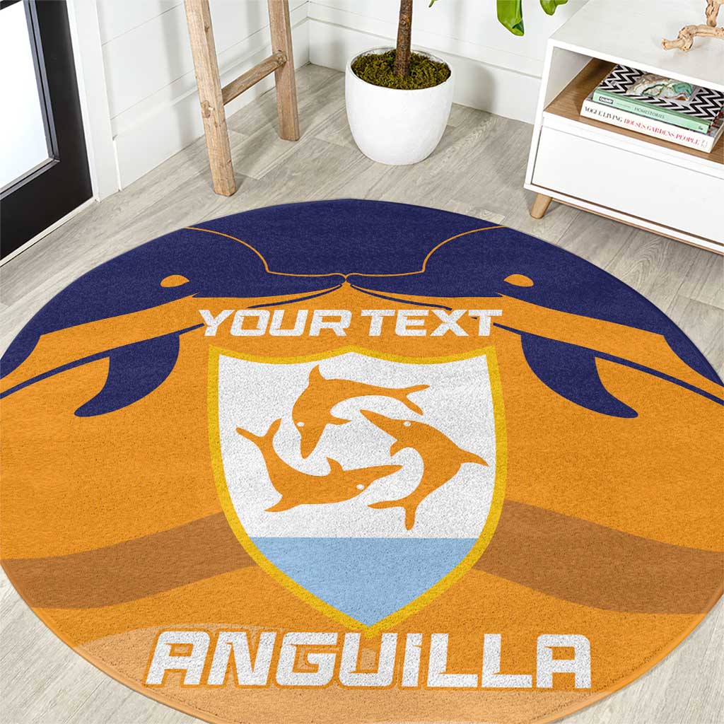 Custom Anguilla Football Round Carpet Dolphins Coat Of Arms Style