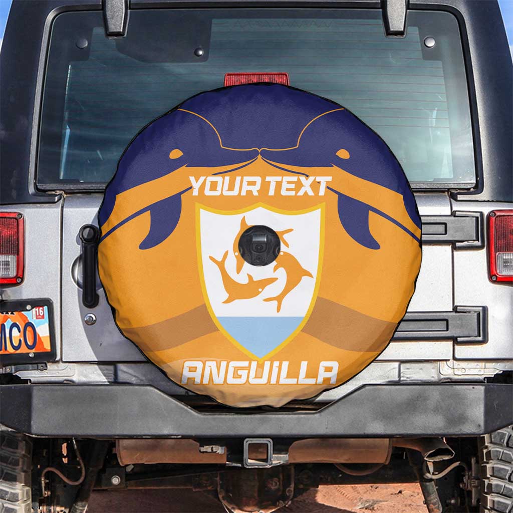 Custom Anguilla Football Spare Tire Cover Dolphins Coat Of Arms Style