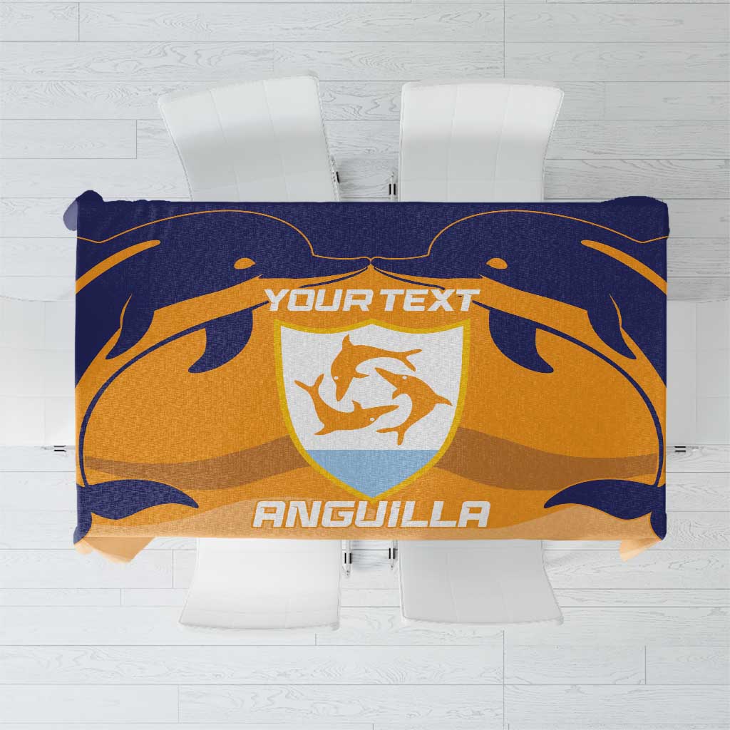 Custom Anguilla Football Tablecloth Dolphins Coat Of Arms Style