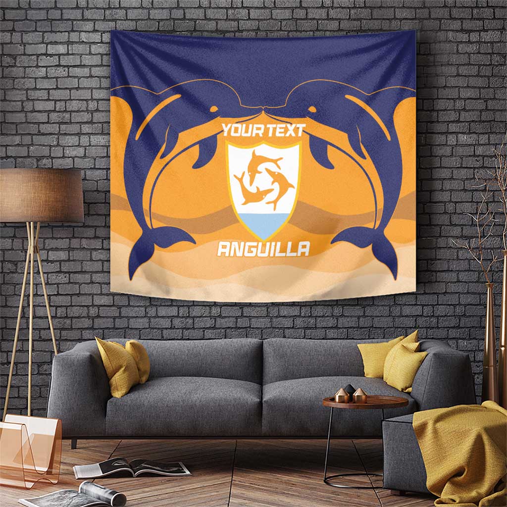 Custom Anguilla Football Tapestry Dolphins Coat Of Arms Style