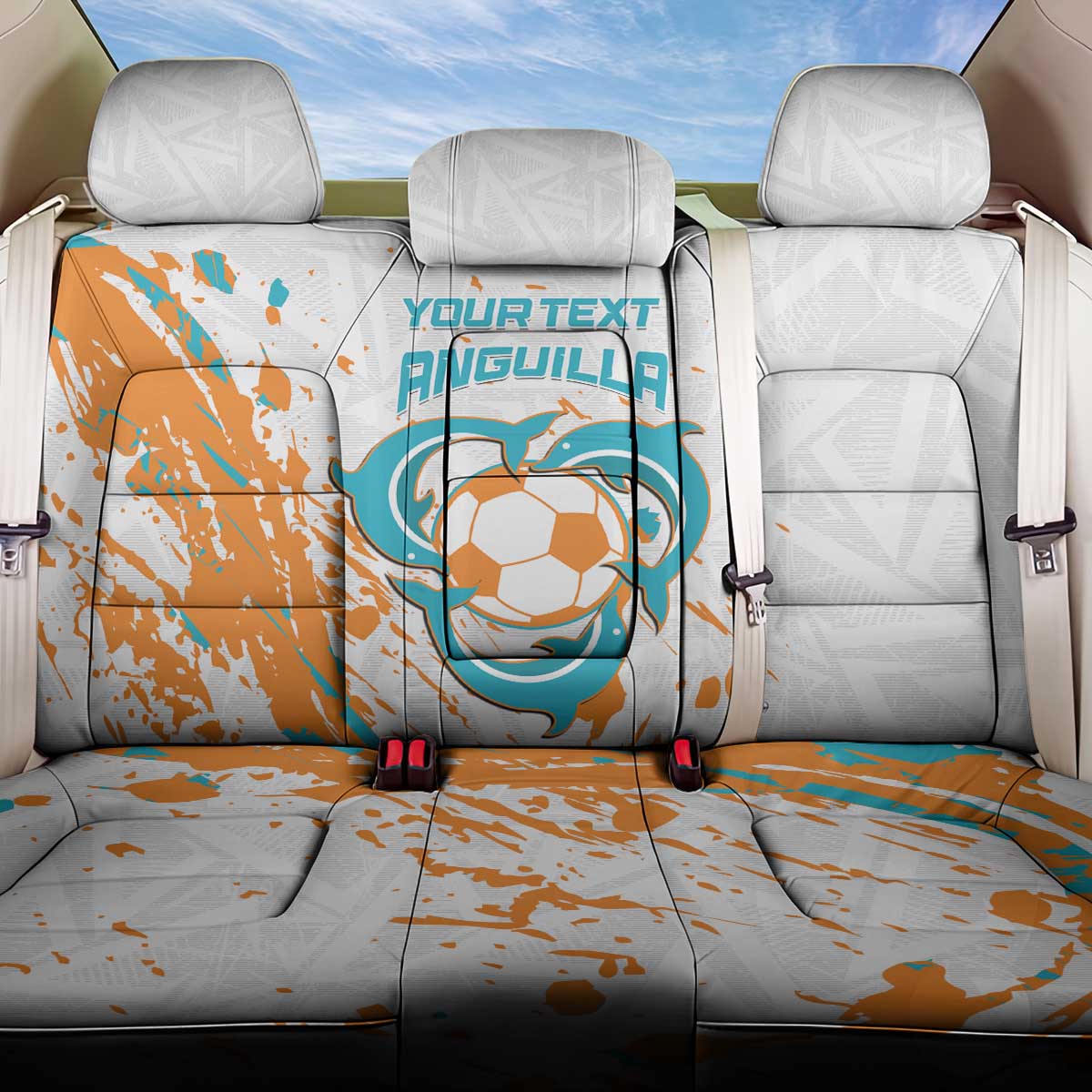 Custom Anguilla Football Back Car Seat Cover Go Champions Grunge Style