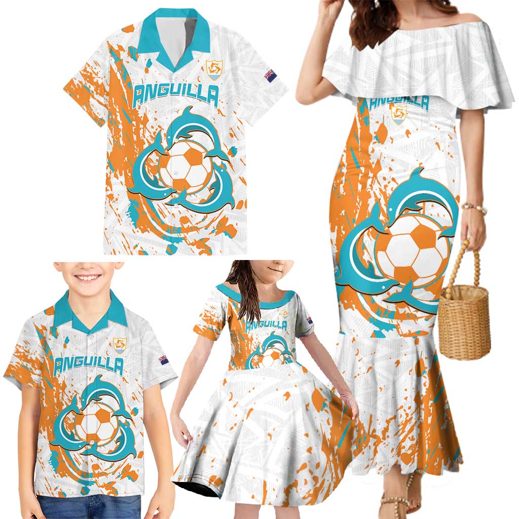 Custom Anguilla Football Family Matching Mermaid Dress and Hawaiian Shirt Go Champions Grunge Style