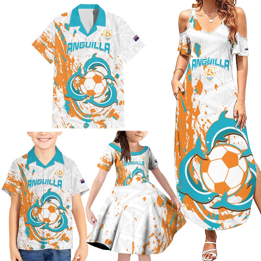 Custom Anguilla Football Family Matching Summer Maxi Dress and Hawaiian Shirt Go Champions Grunge Style