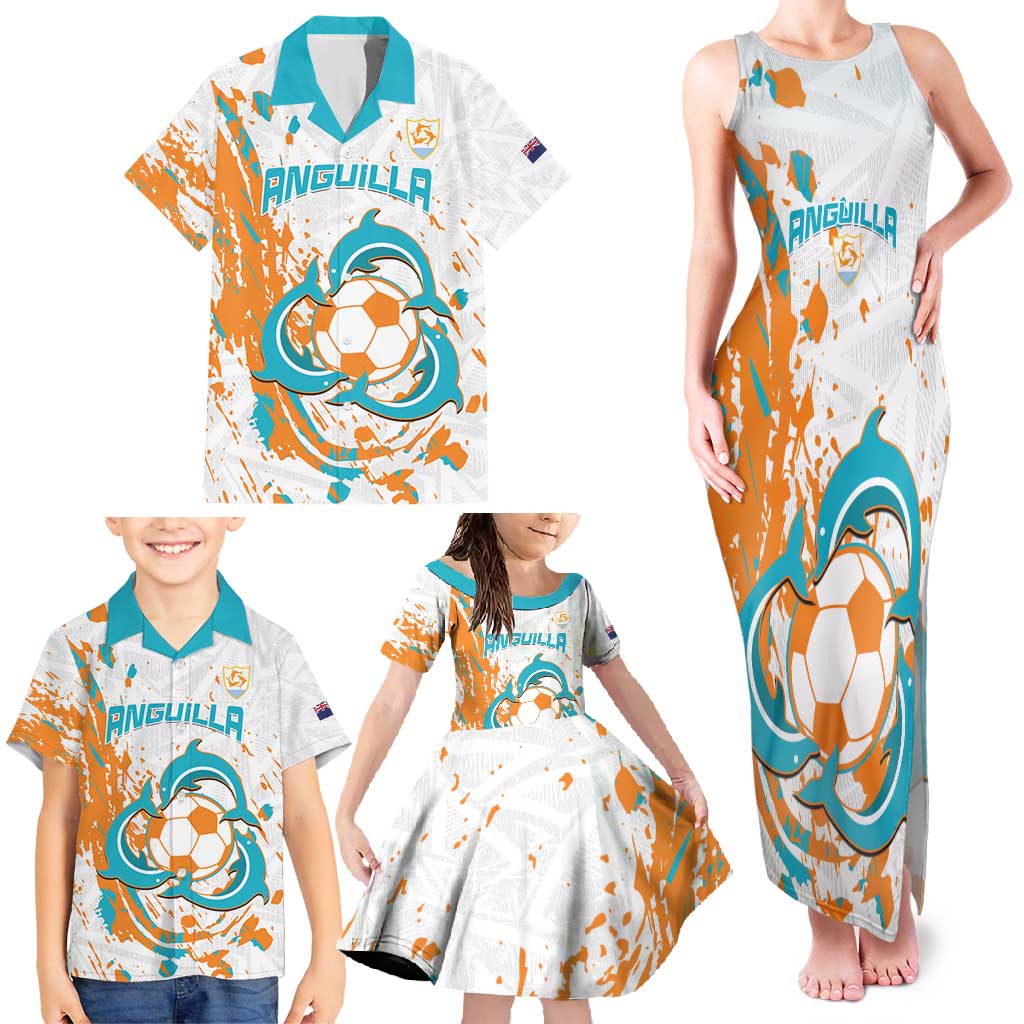 Custom Anguilla Football Family Matching Tank Maxi Dress and Hawaiian Shirt Go Champions Grunge Style