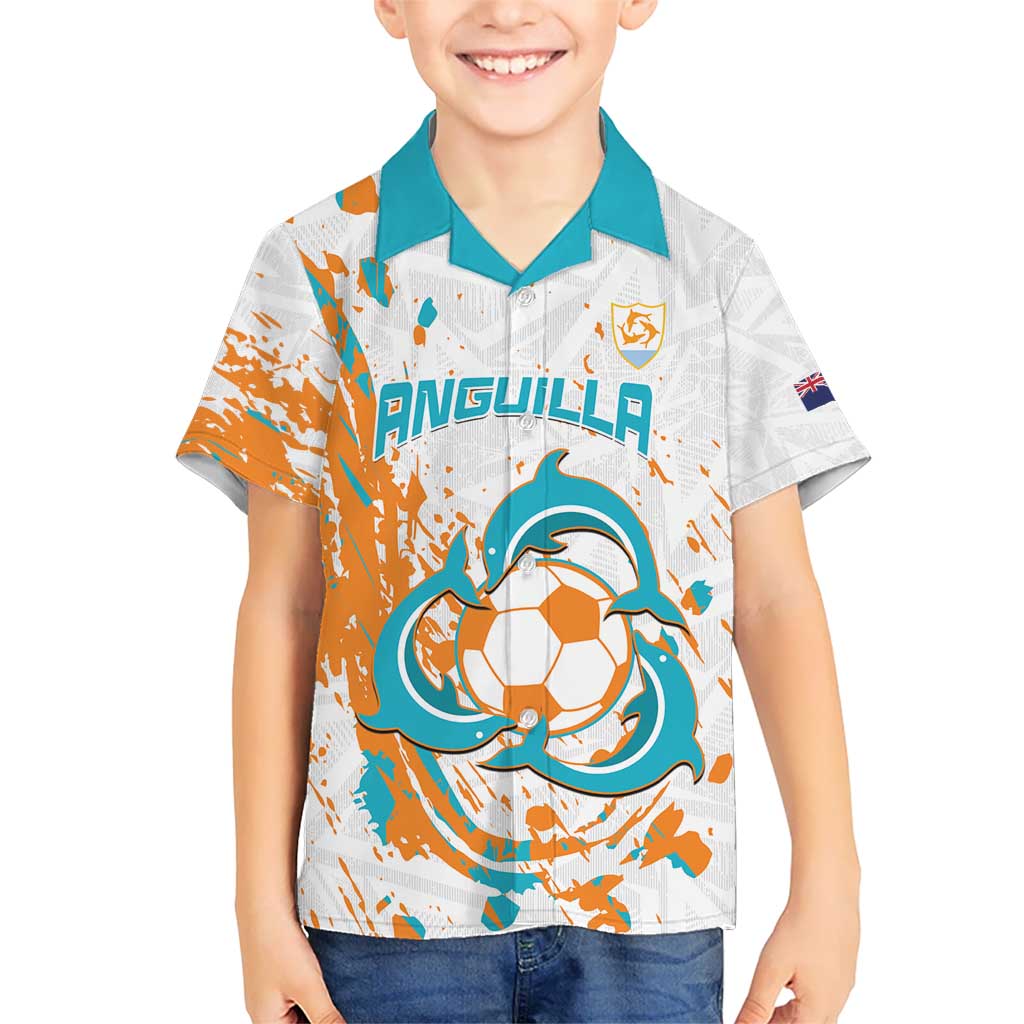 Custom Anguilla Football Kid Hawaiian Shirt Go Champions Grunge Style