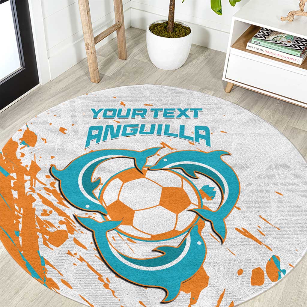 Custom Anguilla Football Round Carpet Go Champions Grunge Style