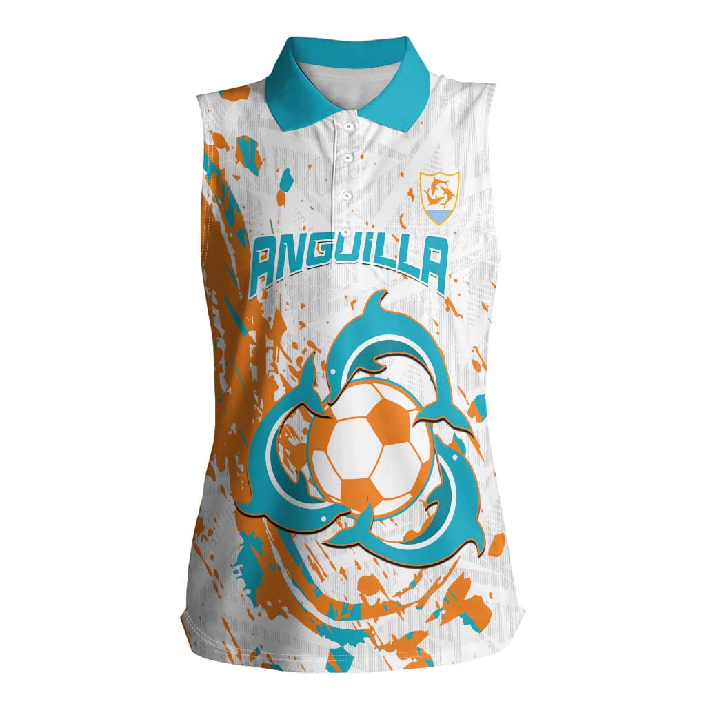 Custom Anguilla Football Women Sleeveless Polo Shirt Go Champions Grunge Style