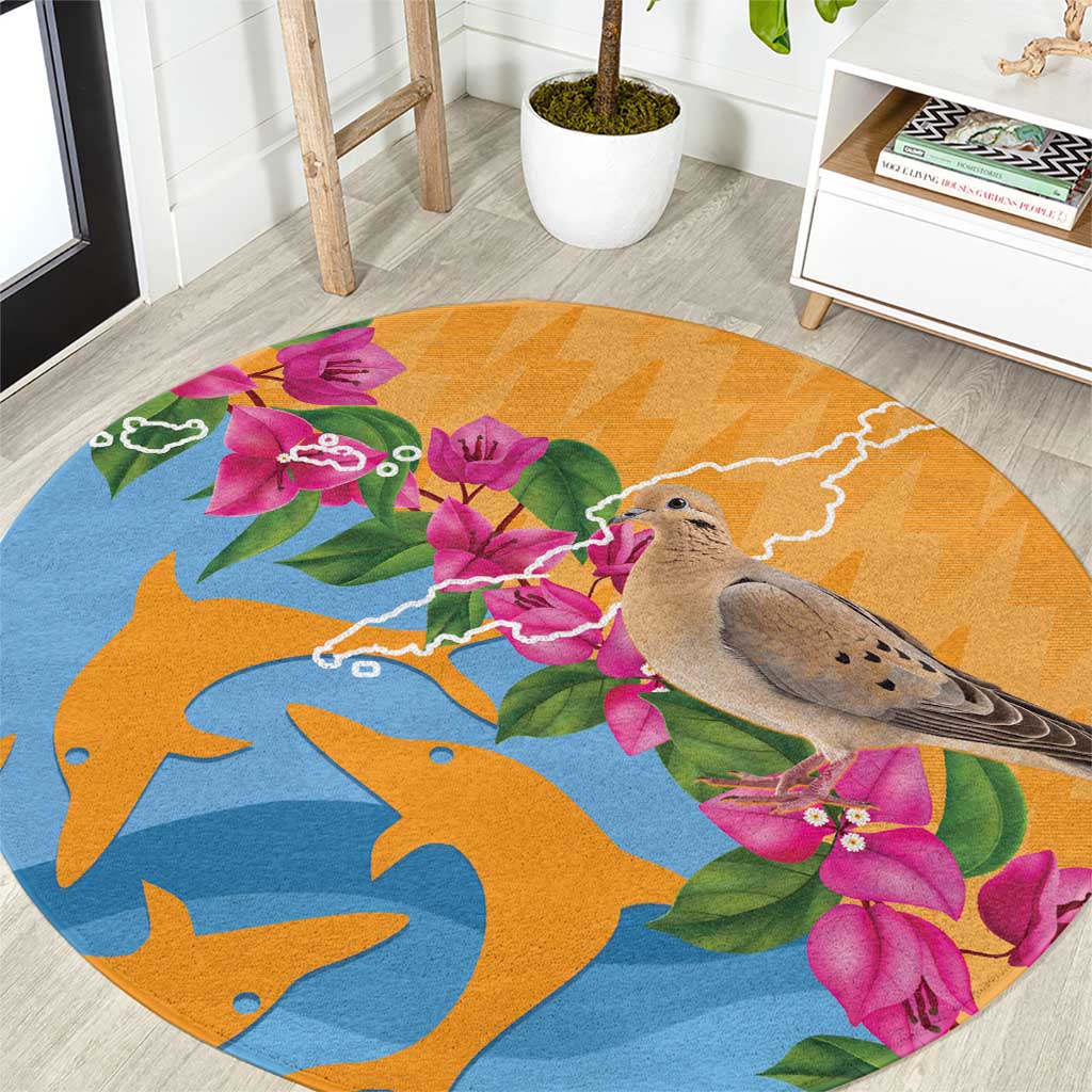 Anguilla Round Carpet Coat Of Arms With Zenaida Dove